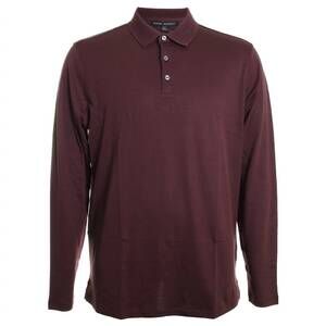NEW ROBERT BARAKETT men's georgia long sleeve honeycomb polo in cabernet
